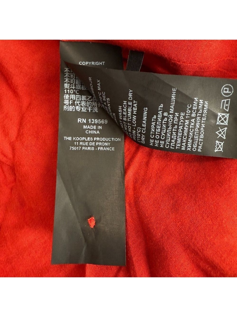 The Kooples Red Floral Long Sheer Sleeve Mini Wrap Dress Womens Size 0 Paris - Picture 11 of 15